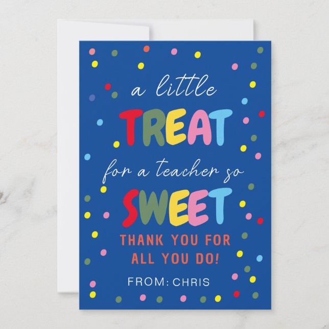 Tarjeta De Agradecimiento Etiqueta de trato dulce del profesor, aprecio del  (Anverso)