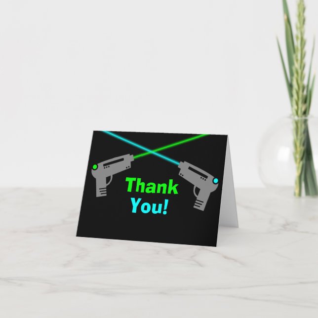 Tarjeta De Agradecimiento Etiqueta láser Azul Verde Gracias (Anverso)
