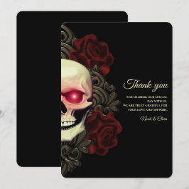 Tarjeta De Agradecimiento Etnia negra floral oscuro cráneo gótico Halloween
