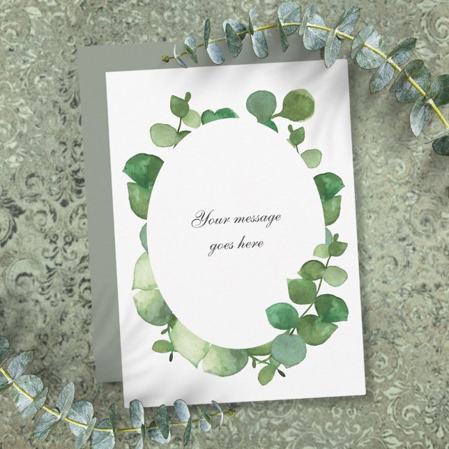 Tarjeta De Agradecimiento Eucalipto Boho Mensaje Personalizado Verdeo (Eucalyptus Boho Greenery Personalized Message Thank You Card)