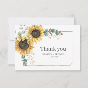 Tarjeta De Agradecimiento Eucalipto de girasol deja Boda botánico