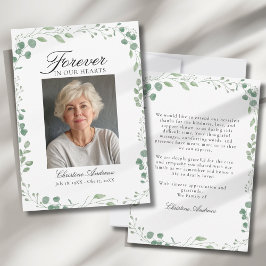 Tarjeta De Agradecimiento Eucalipto Después de la Funeral Simpatía Memorial
