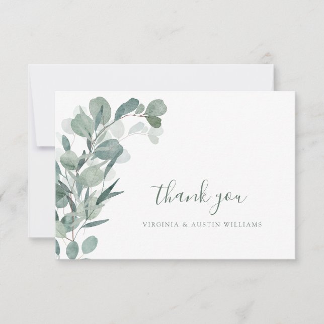 Tarjeta De Agradecimiento Eucalipto elegante (Anverso)