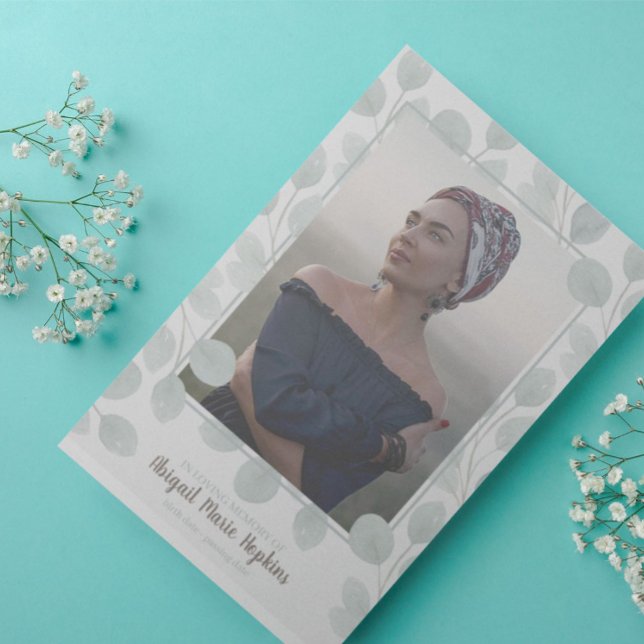 Tarjeta De Agradecimiento Eucalipto Elegante En Funeral De Memoria Amable (Subido por el creador)