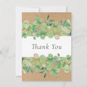 Tarjeta De Agradecimiento Eucalipto Floral Follaje Rústico Kraft Gracias