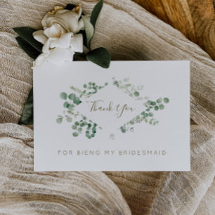 tarjeta de agradecimiento eucalipto greenery bride