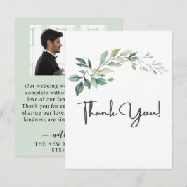 Tarjeta De Agradecimiento Eucalipto Hojas Verde Acuarela Moderna