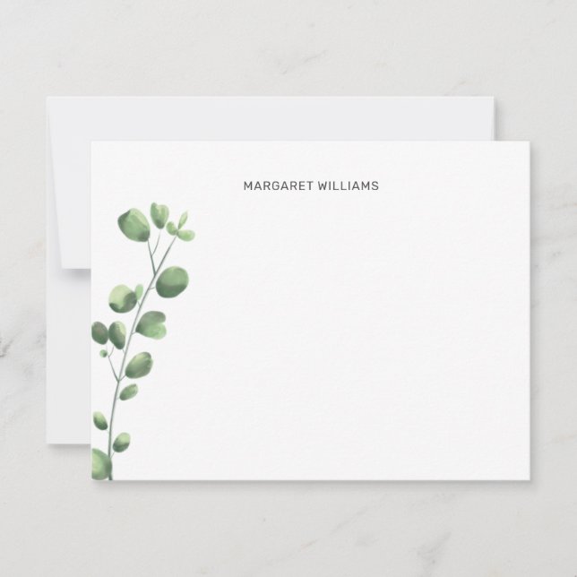 Tarjeta De Agradecimiento Eucalipto minimalista Monogramado (Anverso)