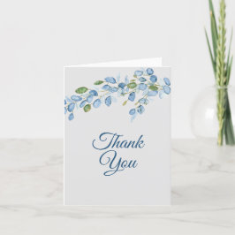 Tarjeta De Agradecimiento Eucalipto Pastel Verde y Azul Gracias