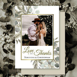 Tarjeta De Agradecimiento Eucalipto Rústico y Amor Pino y Gracias Boda