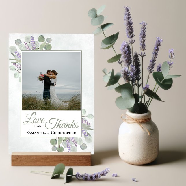 Tarjeta De Agradecimiento Eucalipto Rústico y Lavanda Amor y Gracias Boda (Subido por el creador)
