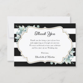 Tarjeta De Agradecimiento Eucalipto verde Boda blanco y negro