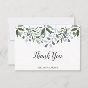 Tarjeta De Agradecimiento Eucalipto Verde Floral Gracias