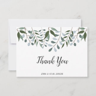 Tarjeta De Agradecimiento Eucalipto Verde Floral Gracias
