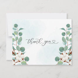 Tarjeta De Agradecimiento Eucalipto verde y Boda de las flores de algodón