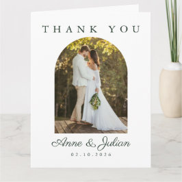 Tarjeta De Agradecimiento Eucalypthus deja Boda moderno con 2 fotos