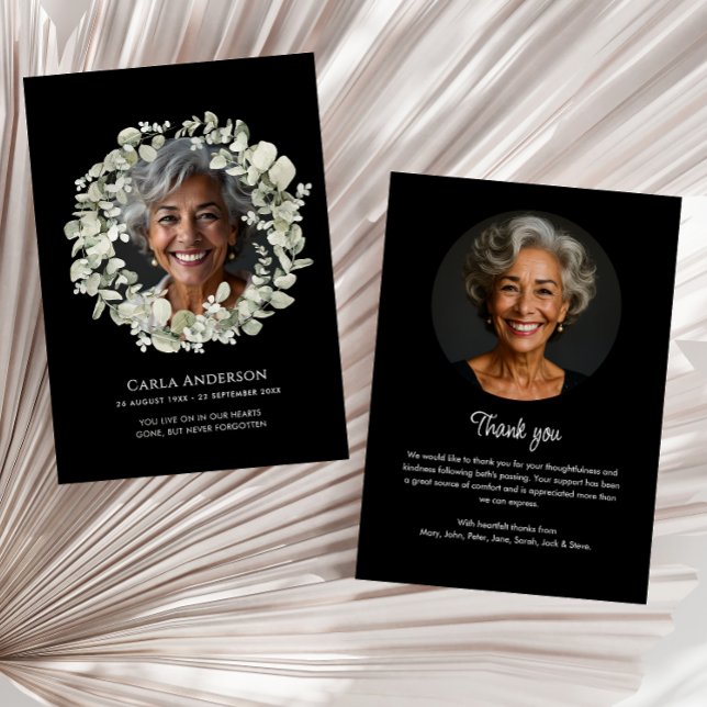 Tarjeta De Agradecimiento Eucalyptus 2-Photo Funeral/Memorial (Subido por el creador)