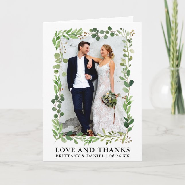 Tarjeta De Agradecimiento Eucalyptus Amor y Gracias Doblado (Anverso)