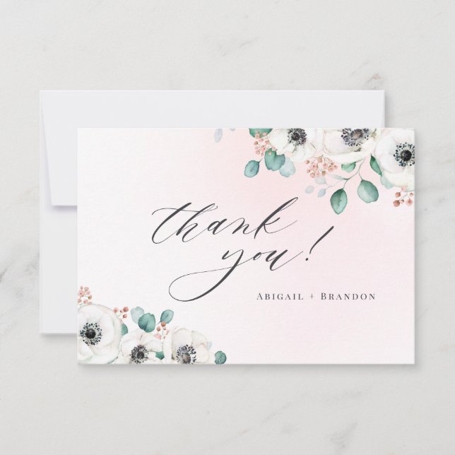 Tarjeta De Agradecimiento Eucalyptus anemone floral rural gracias (Anverso)