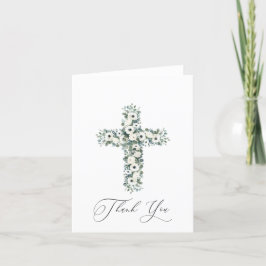 Tarjeta De Agradecimiento Eucalyptus anemónico cruza la religión Gracias