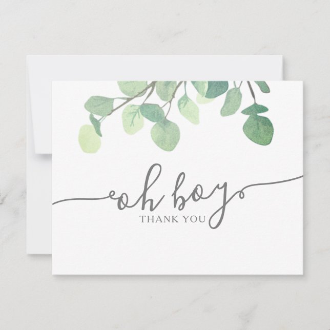 Tarjeta De Agradecimiento Eucalyptus Baby Shower Gracias (Anverso)