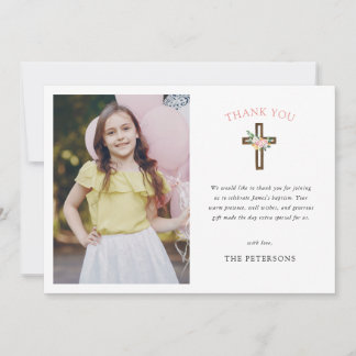 Tarjeta De Agradecimiento Eucalyptus Baptism Moderno Cross Baptism Gracias T