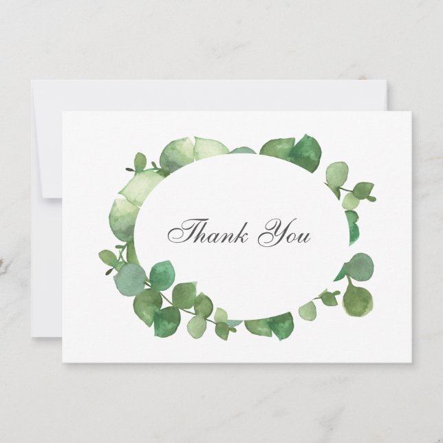 Tarjeta De Agradecimiento Eucalyptus Boho Greenery Gracias (Anverso)