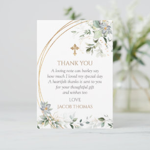 Tarjeta De Agradecimiento Eucalyptus Boy Baptism
