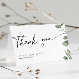 Tarjeta De Agradecimiento Eucalyptus Bridal Shower Sage Green