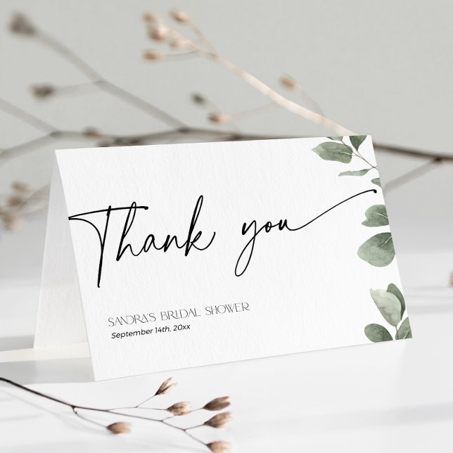 Tarjeta De Agradecimiento Eucalyptus Bridal Shower Sage Green (Subido por el creador)
