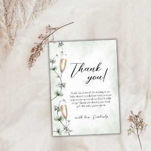Tarjeta De Agradecimiento Eucalyptus Brunch Champagne Garden Baby Shower