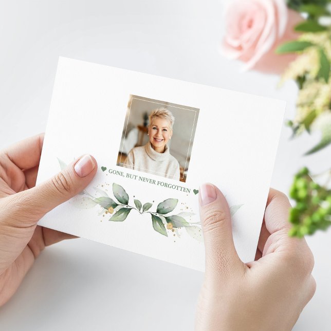 Tarjeta De Agradecimiento Eucalyptus Celebración de la Vida de Airy Greenery (celebration of life thank you, greenery photo thank you card, in loving memory thank you card)