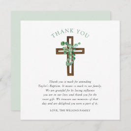 Tarjeta De Agradecimiento Eucalyptus Cross Moderne Baptism Square Gracias