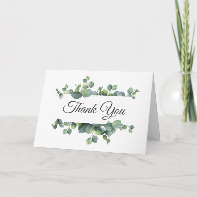 Tarjeta De Agradecimiento Eucalyptus deja Boda foto Gracias (Anverso)