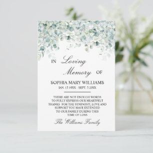 Tarjeta De Agradecimiento Eucalyptus deja memoria simpática gracias