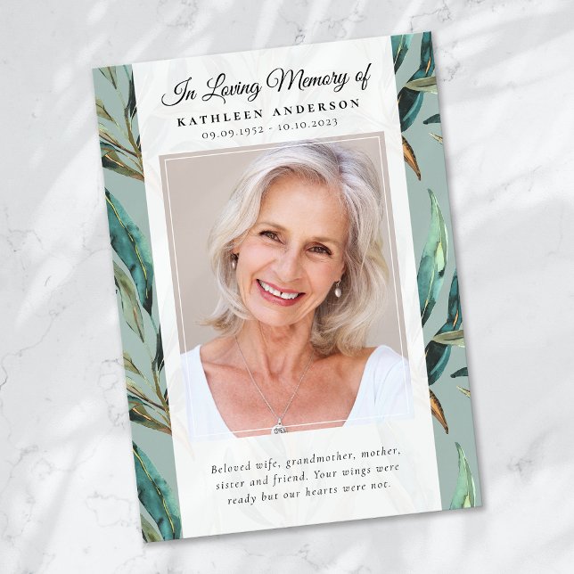 Tarjeta De Agradecimiento Eucalyptus Elegant Photo Keepsake Funeral Memorial (Subido por el creador)