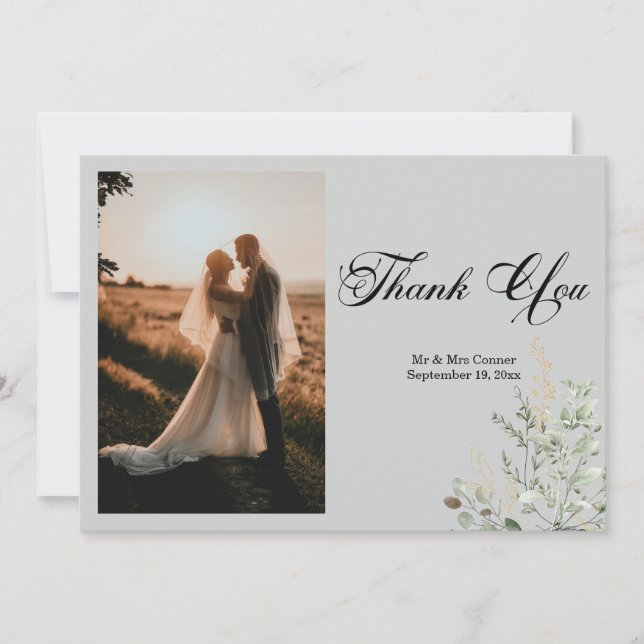 Tarjeta De Agradecimiento Eucalyptus Elegant Photo Thank You Card (Anverso)