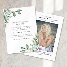 Tarjeta De Agradecimiento Eucalyptus En El Funeral De La Foto De La Memoria 