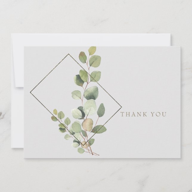 Tarjeta De Agradecimiento Eucalyptus Foliage Gray Funeral Gracias (Anverso)