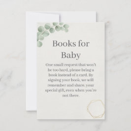 Tarjeta De Agradecimiento Eucalyptus Gold Books for Baby Shower Insert Card