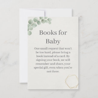 Tarjeta De Agradecimiento Eucalyptus Gold Books for Baby Shower Insert Card