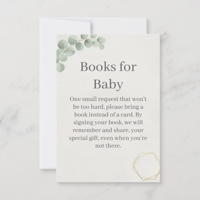 Tarjeta De Agradecimiento Eucalyptus Gold Books for Baby Shower Insert Card (Anverso)