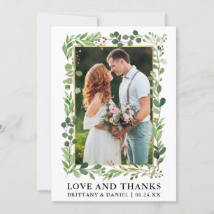 Tarjeta De Agradecimiento Eucalyptus Gold Love Gracias Boda