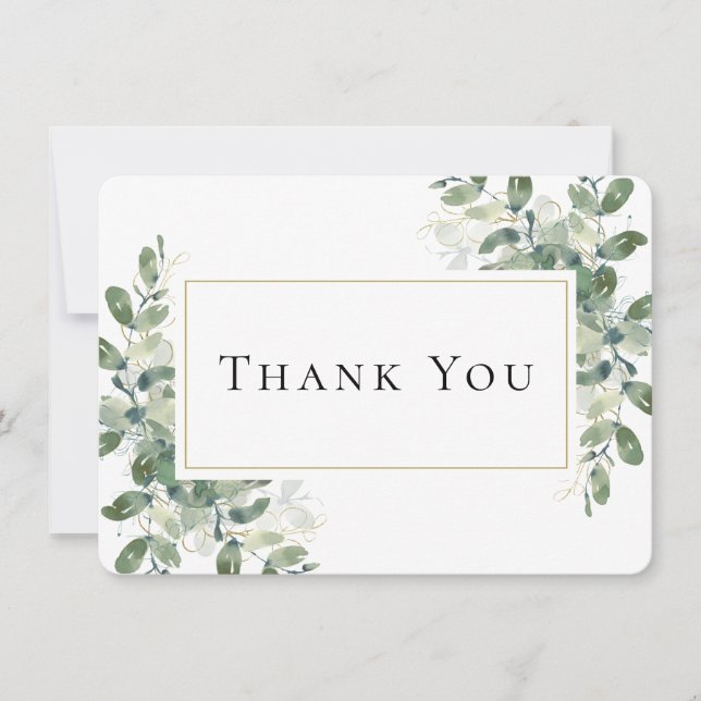 Tarjeta De Agradecimiento Eucalyptus Gold Sympathy Funeral (Anverso)