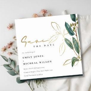 TARJETA DE AGRADECIMIENTO EUCALYPTUS GREEN GOLD FOLIAGE GUARDAR LA FECHA INV