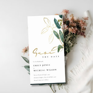 TARJETA DE AGRADECIMIENTO EUCALYPTUS GREEN GOLD FOLIAGE GUARDAR LA FECHA INV