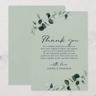 Tarjeta De Agradecimiento Eucalyptus Greenery Boda de caligrafía moderna