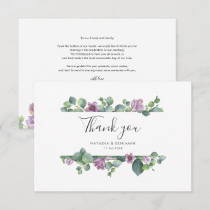 Tarjeta De Agradecimiento Eucalyptus Greenery Boda de guión elegante