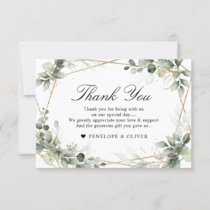 Tarjeta De Agradecimiento Eucalyptus Greenery Boda Geométrico Botánico