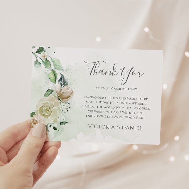 Tarjeta De Agradecimiento Eucalyptus Greenery deja a un elegante Boda floral (Subido por el creador)